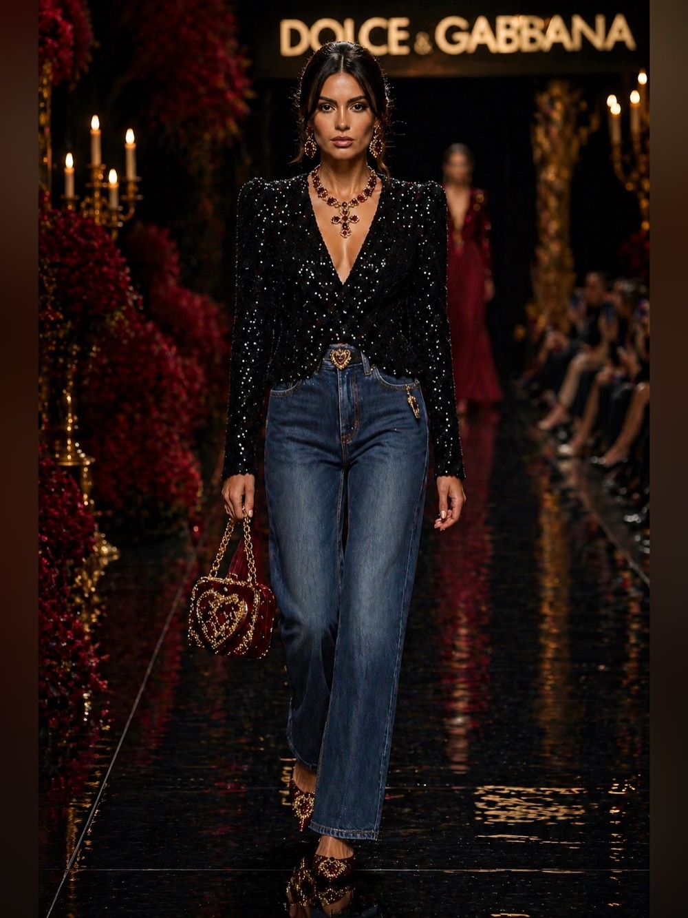 French Connection Sparkling Black Sequin Blouse